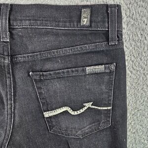 7 For All Mankind Roxanne Slim Jeans Black Crystal Squiggle Womens Size 27